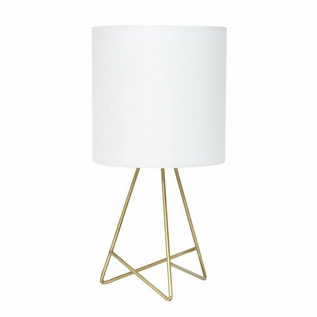 LIGHTING BUSINESS Down to the Wire Table Lamp with Fabric Shade, Gold with White Shade LI2519940